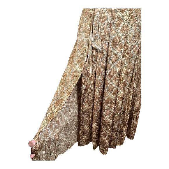 Paige Alayna Snakeskin Print Midi Dress in Bronze Size Small NWOT Belted Satin - Picture 6 of 16